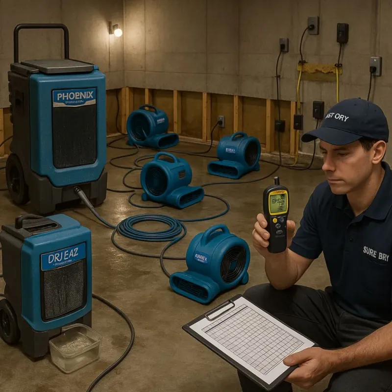 Structural Drying and Dehumidification process in Quinlan, TX